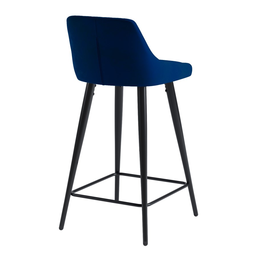 ONLY OPENED - Navy Velvet Kitchen Stool with Back - 66cm - Macie