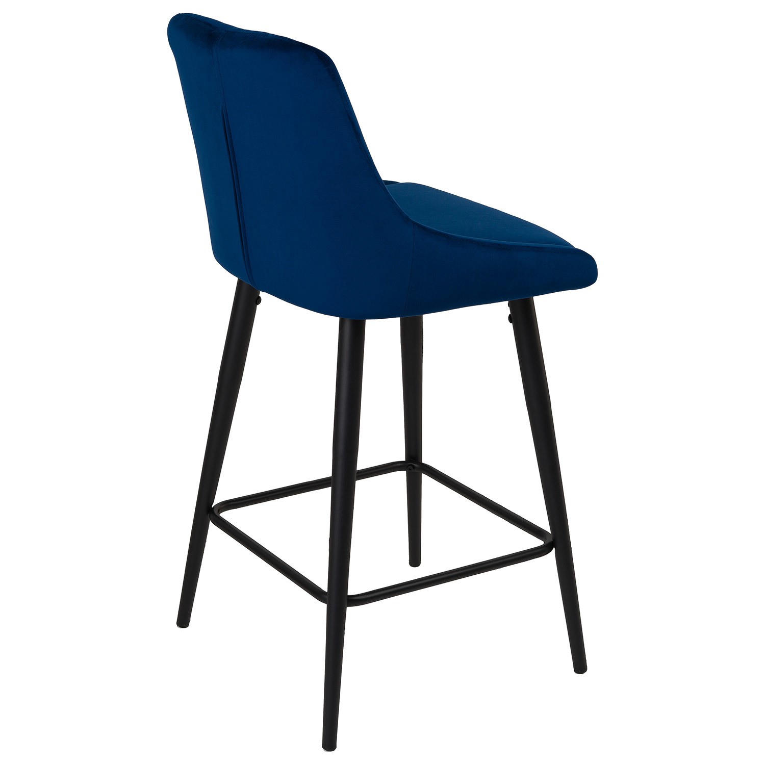 Navy Blue Velvet Kitchen Stool with Back 66cm Macie Furniture123