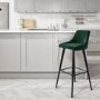 Dark Green Velvet Bar Stool with Back - 77cm - Macie