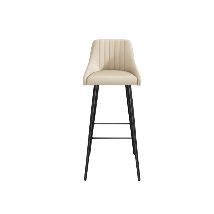 Cream Faux Leather Bar Stool with Back - 77cm - Macie