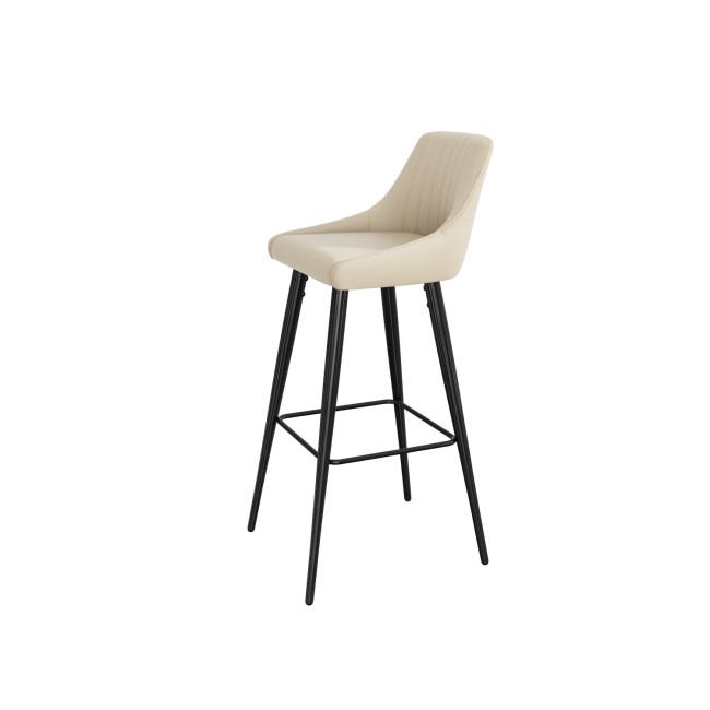 ALMOST PERFECT - Cream Faux Leather Bar Stool with Back - 77cm - Macie