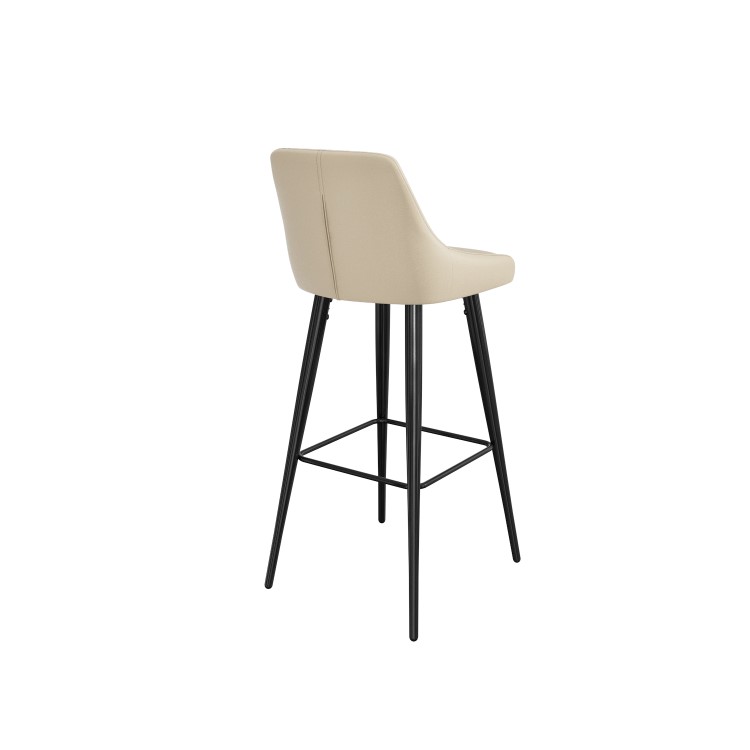 Cream Faux Leather Bar Stool with Back - 77cm - Macie