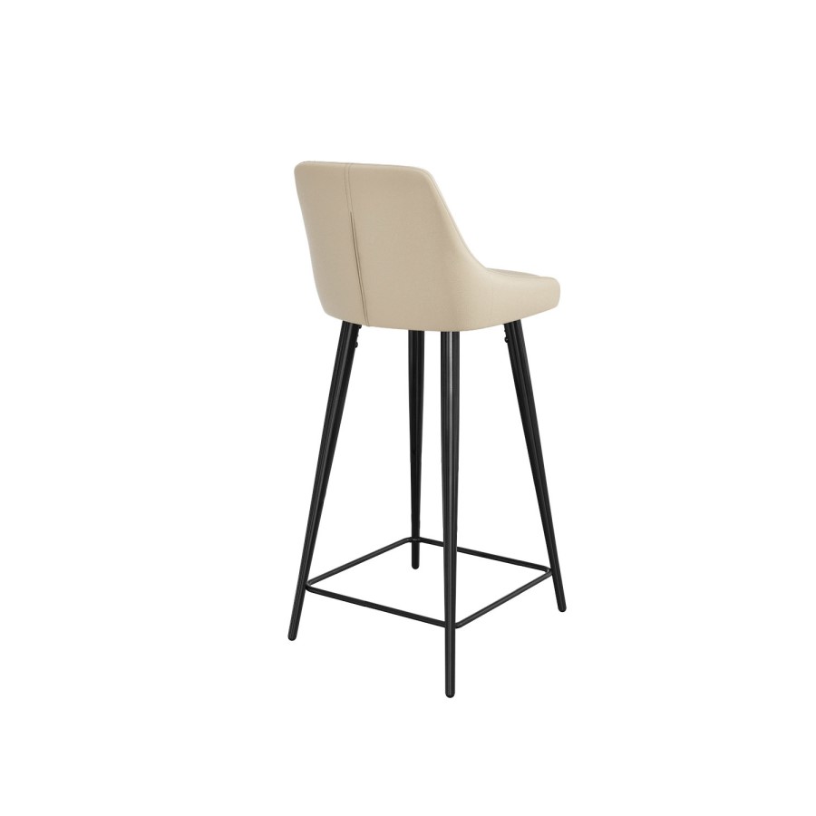 GRADE A2 - Cream Faux Leather Bar Stool with Back - 77cm - Macie