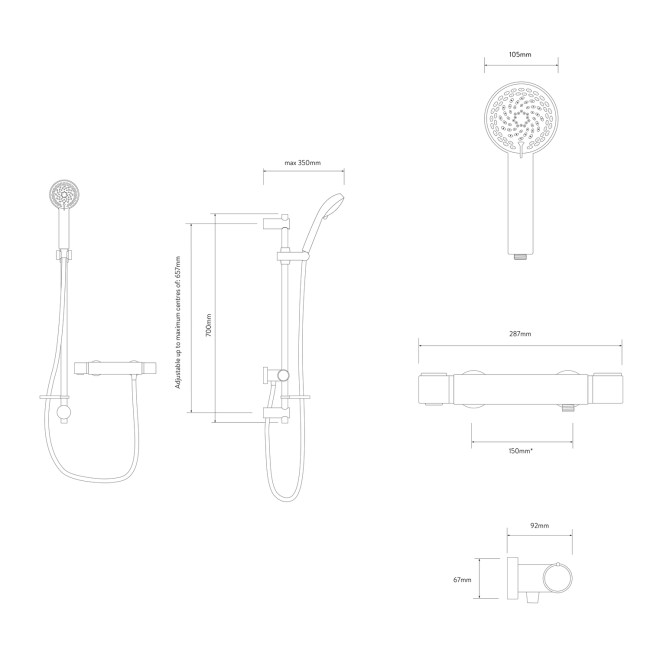 Aqualisa Midas 110 Thermostatic Bar Mixer Shower