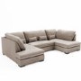 4 Seater U Shaped Sofa in Beige Woven Fabric - Madison