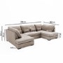 4 Seater U Shaped Sofa in Beige Woven Fabric - Madison