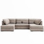 4 Seater U Shaped Sofa in Beige Woven Fabric - Madison