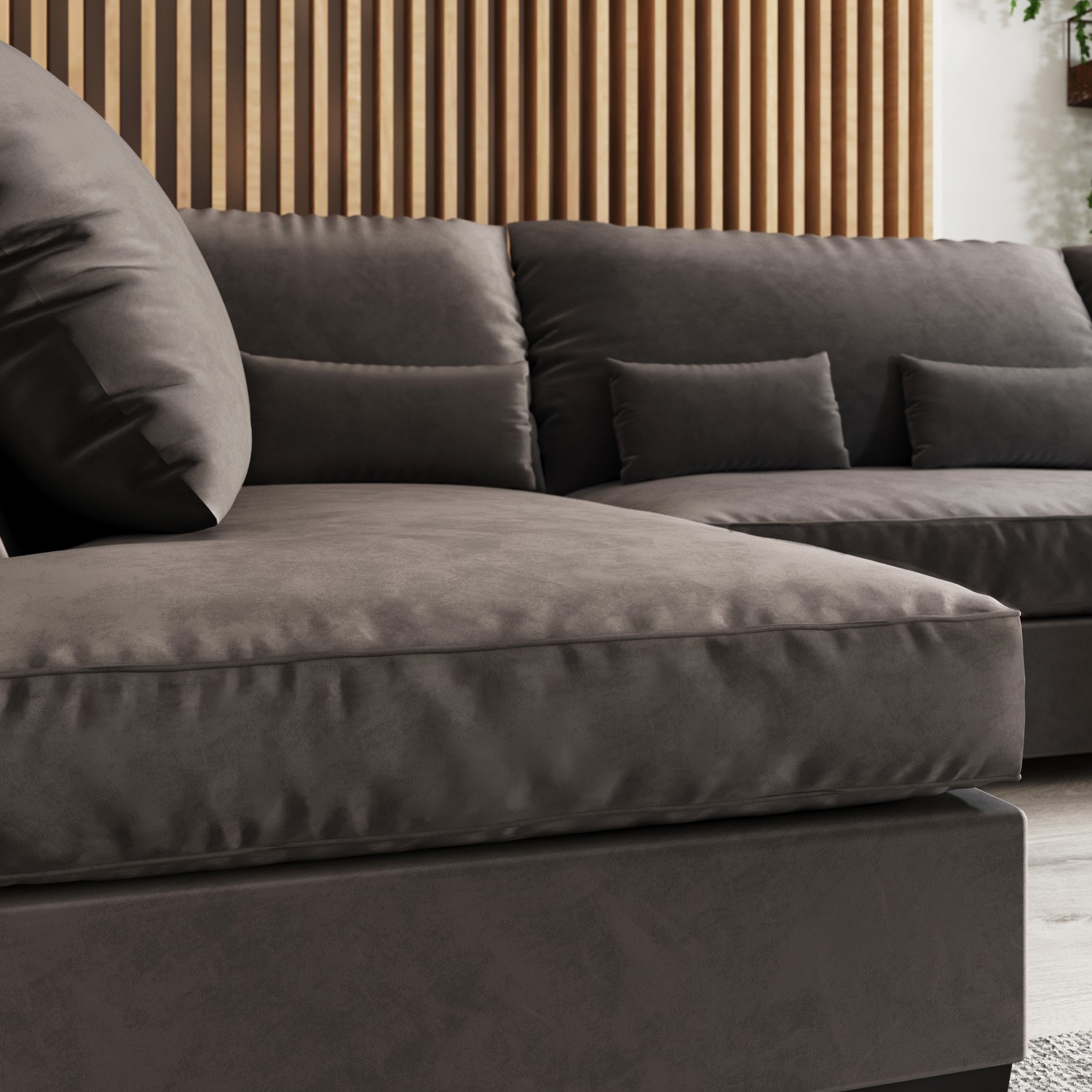 Read more about Mink velvet u shaped sofa seats 4 madison