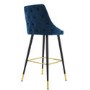 GRADE A2 - Navy Velvet Kitchen Stool with Button Back - 66cm - Maddy