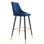 GRADE A2 - Navy Velvet Kitchen Stool with Button Back - 66cm - Maddy