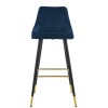 GRADE A2 - Navy Blue Velvet Bar Stool with Button Back &amp; Black Legs - Maddy