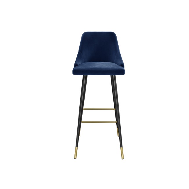 Navy Blue Velvet Bar Stool with Back - 79cm - Maddy