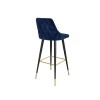 GRADE A1 - Navy Blue Velvet Bar Stool with Button Back &amp; Black Legs - Maddy