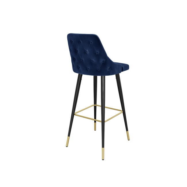 Navy Blue Velvet Bar Stool with Back - 79cm - Maddy