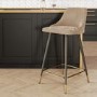 GRADE A1 - Beige Velvet Kitchen Stool with Back - 66cm - Maddy