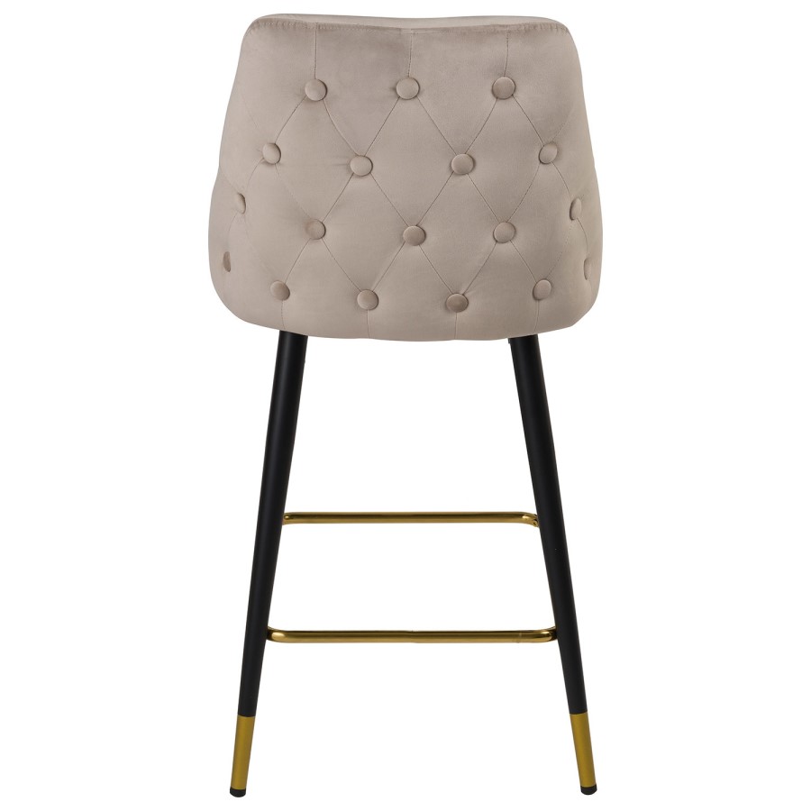 GRADE A1 - Beige Velvet Kitchen Stool with Back - 66cm - Maddy