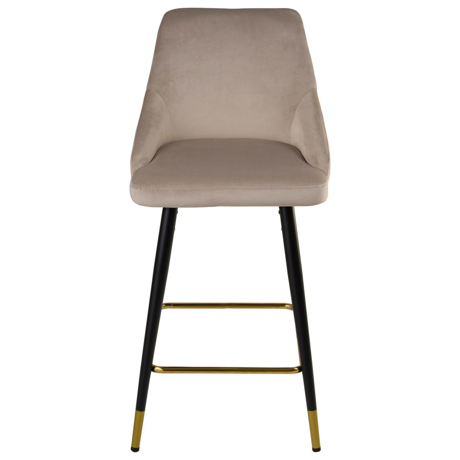 GRADE A1 - Beige Velvet Kitchen Stool with Back - 66cm - Maddy