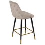 GRADE A1 - Beige Velvet Kitchen Stool with Back - 66cm - Maddy