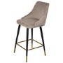 Beige Velvet Kitchen Stool with Back - 66cm - Maddy