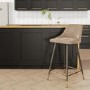 GRADE A1 - Beige Velvet Kitchen Stool with Back - 66cm - Maddy