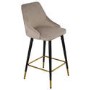 GRADE A1 - Beige Velvet Kitchen Stool with Back - 66cm - Maddy