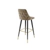 GRADE A1 - Beige Velvet Bar Stool with Button Back &amp; Black Legs - Maddy