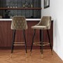 GRADE A1 - Beige Velvet Bar Stool with Back - 79cm - Maddy