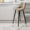 GRADE A1 - Beige Velvet Bar Stool with Button Back &amp; Black Legs - Maddy