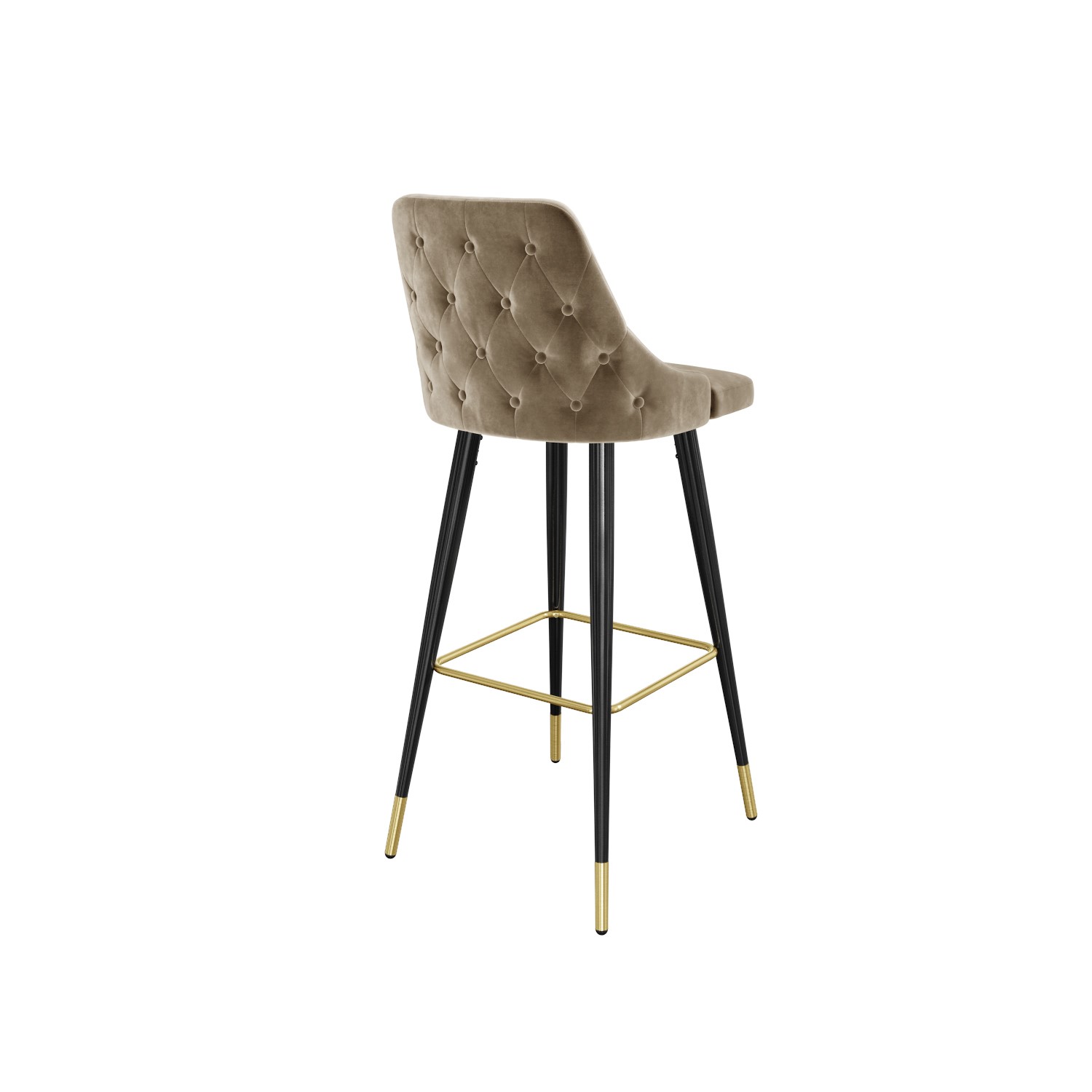 Beige Velvet Bar Stool with Back 79cm Maddy Furniture123