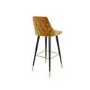 GRADE A2 - Mustard Yellow Velvet Bar Stool with Button Back & Black Legs - Maddy