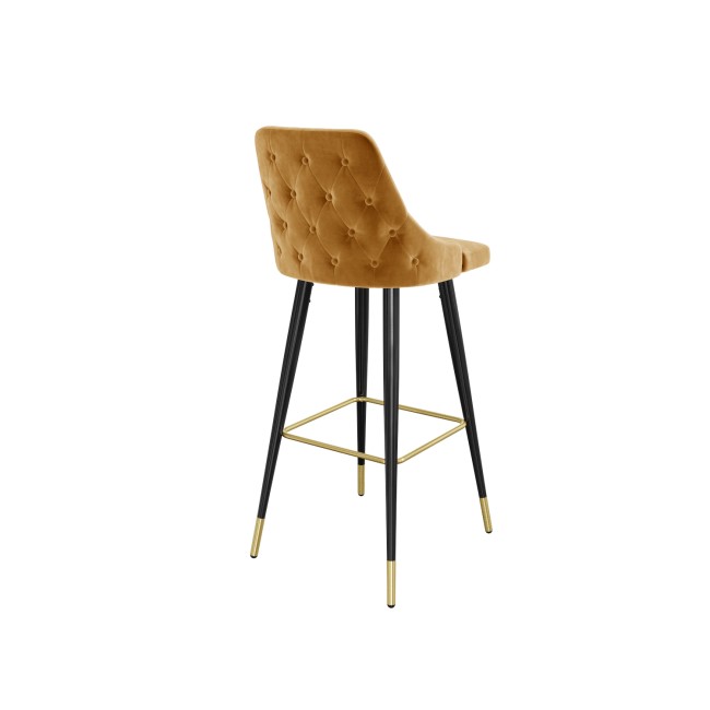 Mustard Velvet Bar Stool with Back - 79cm - Maddy