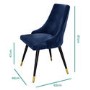 GRADE A2 - Navy Blue Velvet Dining Chairs with Button Back & Black Legs - Maddy