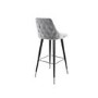 GRADE A2 - Silver Grey Velvet Bar Stool with Button Back - Maddy