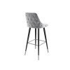 GRADE A2 - Silver Grey Velvet Bar Stool with Button Back - Maddy