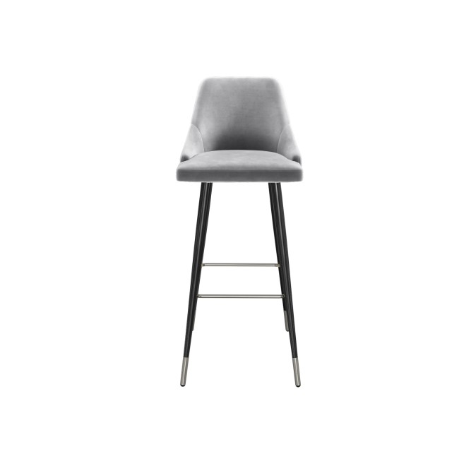 GRADE A1 - Silver Grey Velvet Bar Stool with Button Back - Maddy