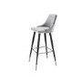 GRADE A2 - Light Grey Velvet Bar Stool with Back - 79cm - Maddy