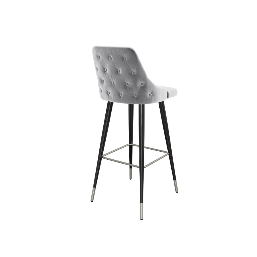 GRADE A2 - Light Grey Velvet Bar Stool with Back - 79cm - Maddy