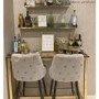 GRADE A2 - Silver Grey Velvet Bar Stool with Button Back - Maddy