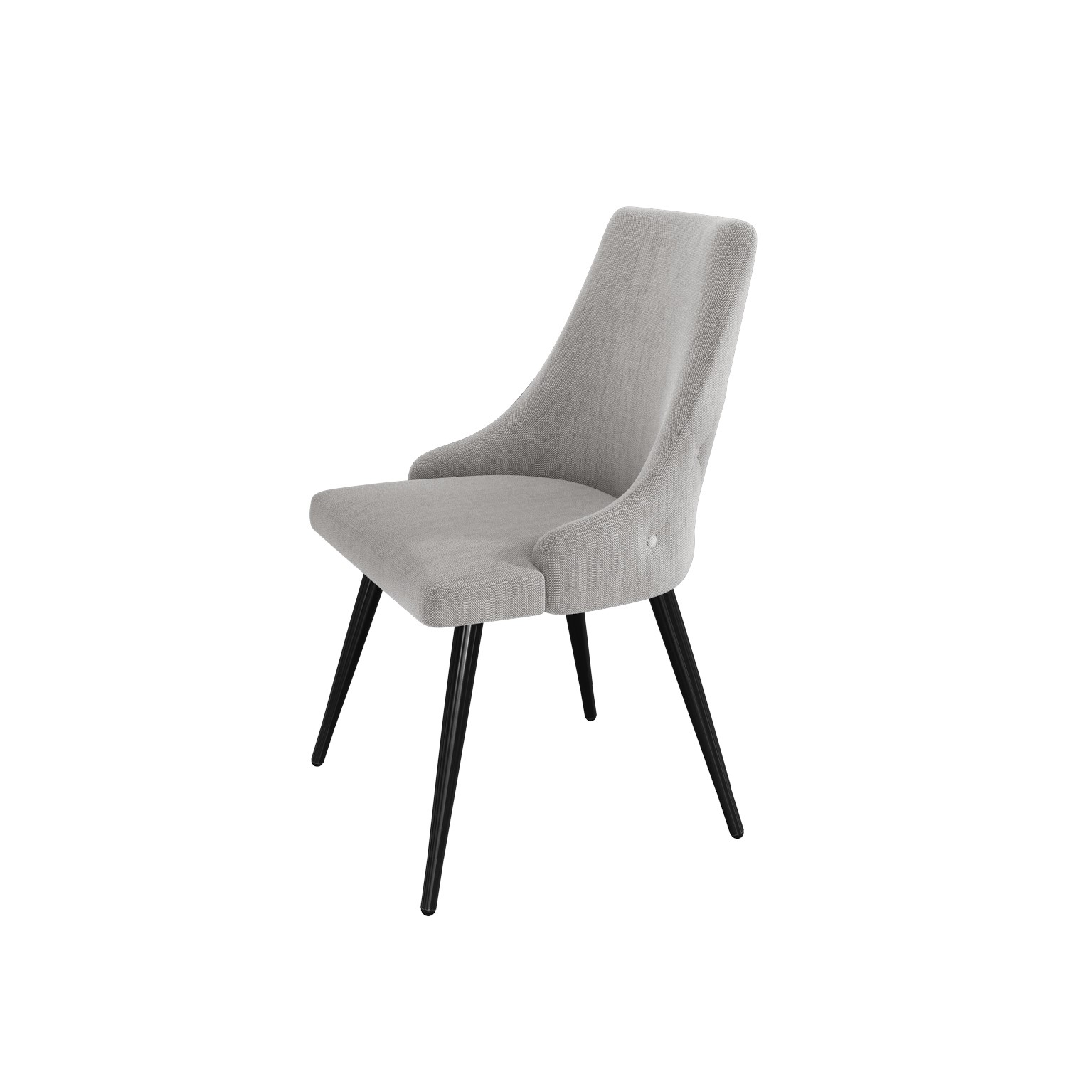 Pair Of Light Grey Fabric Dining Chairs, Grey Fabric Dining Room Chairs With Black Legs