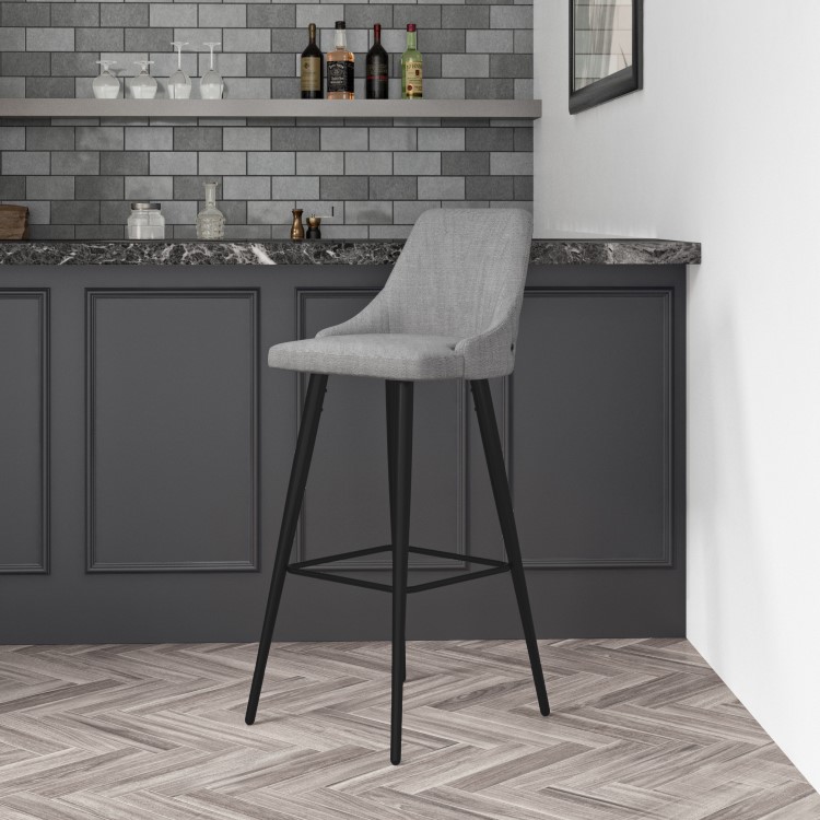 GRADE A2 - Grey Fabric Bar Stool with Back - 79 cm - Maddy