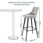 GRADE A2 - Grey Fabric Bar Stool with Back - 79 cm - Maddy