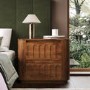 Mango Wood 2 Drawer Hand Carved Bedside Table – Meena 