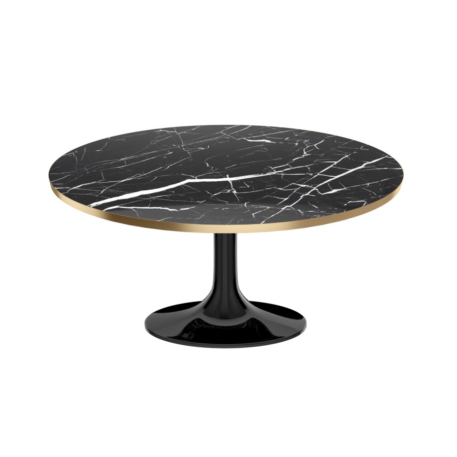 GRADE A1 - Oval Faux Marble Coffee Table in Black & Gold