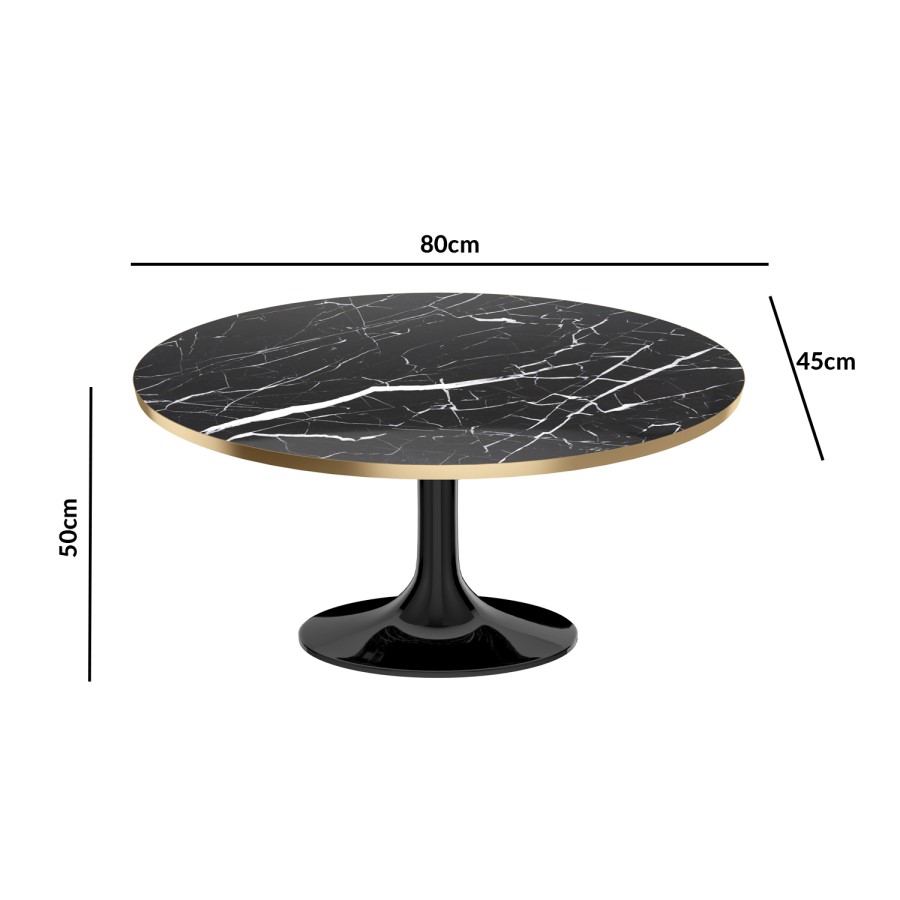 GRADE A1 - Oval Faux Marble Coffee Table in Black & Gold