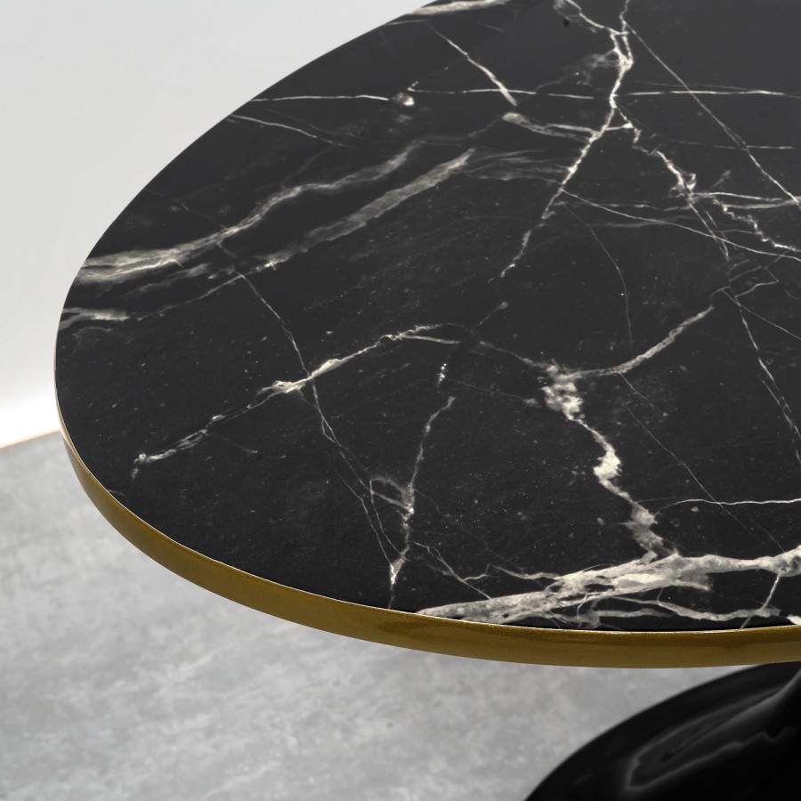 Black Marble Tulip Coffee Table in High Gloss