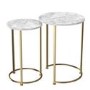 Faux Marble Nest of Tables in White with Gold Metal Bases - Meghan