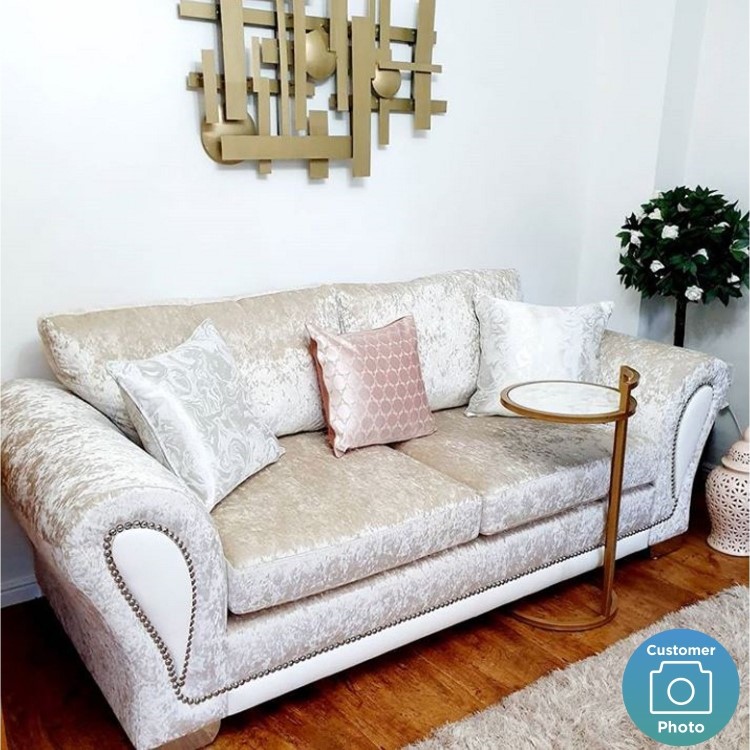 Gold Metal Side Table with White Marble Effect Top