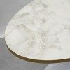 GRADE A1 - White Faux Marble Oval Coffee Table with Gold Trim