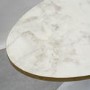 GRADE A1 - White Faux Marble Oval Coffee Table with Gold Trim