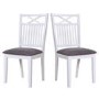 Melbourne Island Pair of White Dining Chairs with Grey Fabric Seat Pad
